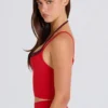 Soft Active Layered Cropped Tank Top in Strawberry Red Soft Active Layered Cropped Tank Top in Strawberry Red
