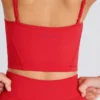 Soft Active Layered Cropped Tank Top in Strawberry Red Soft Active Layered Cropped Tank Top in Strawberry Red