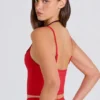Soft Active Layered Cropped Tank Top in Strawberry Red Soft Active Layered Cropped Tank Top in Strawberry Red