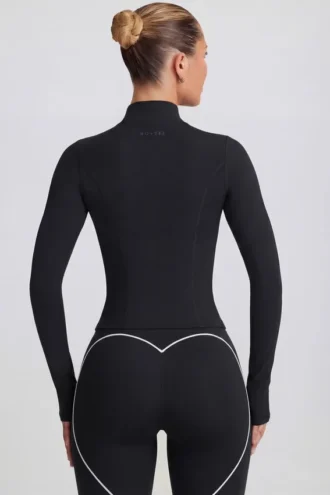 Soft Active Zip-Up Jacket in Black