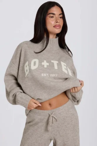Soft Knit Oversized Jumper in Beige