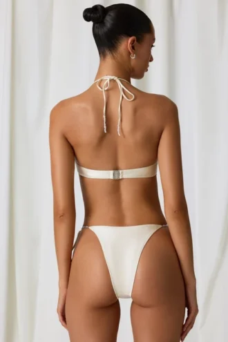 Lula Pearl-Detail Cheeky Bikini Bottoms in Pearl White