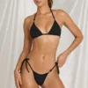 Kairo Side-Tie Thong Bikini Bottoms  in Black